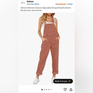Women's Brick red (rusty orange) Denim Overalls